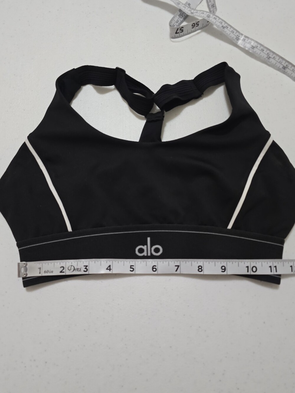 ALO Yoga Black Sports Bra with White Piping - Picture 6 of 11